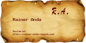 Rainer Anda névjegykártya